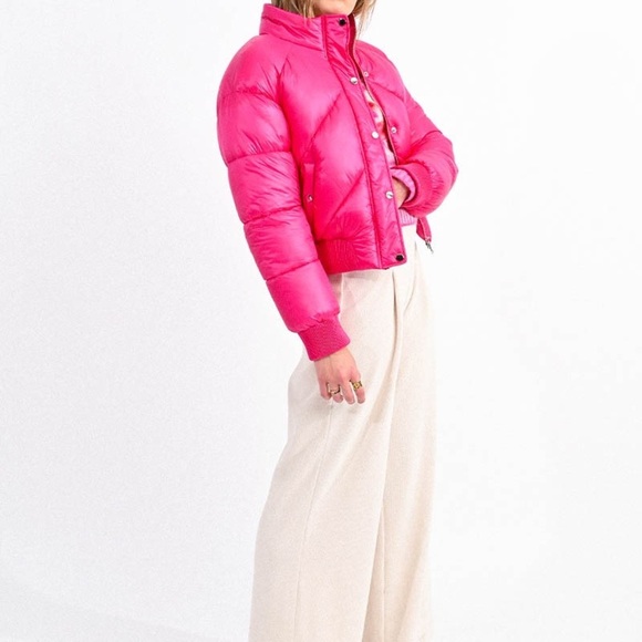 NEW Molly Bracken Hot Pink Puffer Jacket X SMALL - Picture 2 of 3